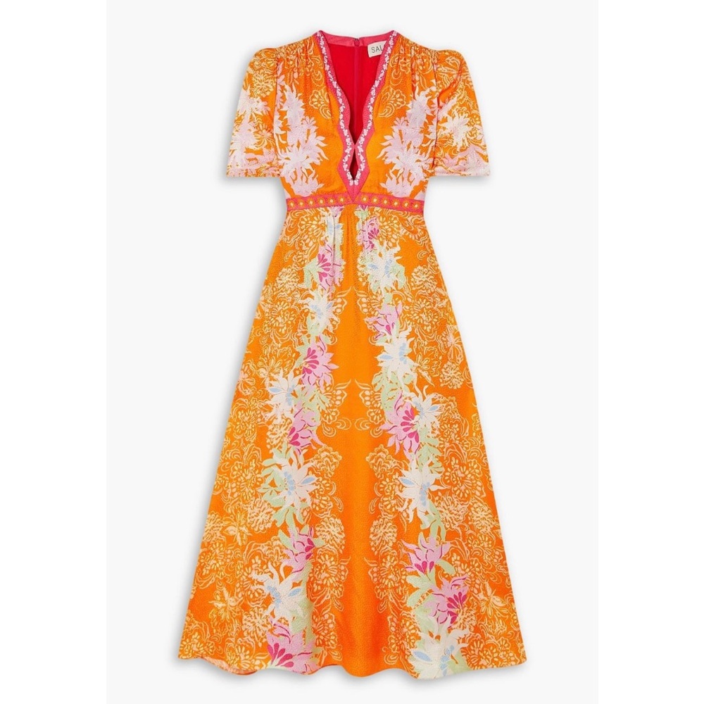 Saloni Tabitha floral-print silk midi dress